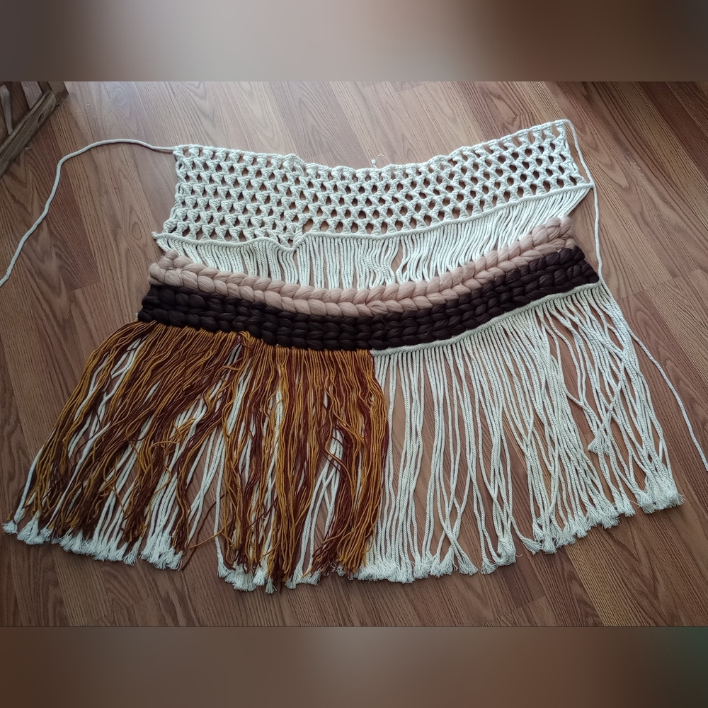 Handmade Macrame Wall Hanging with Fringe